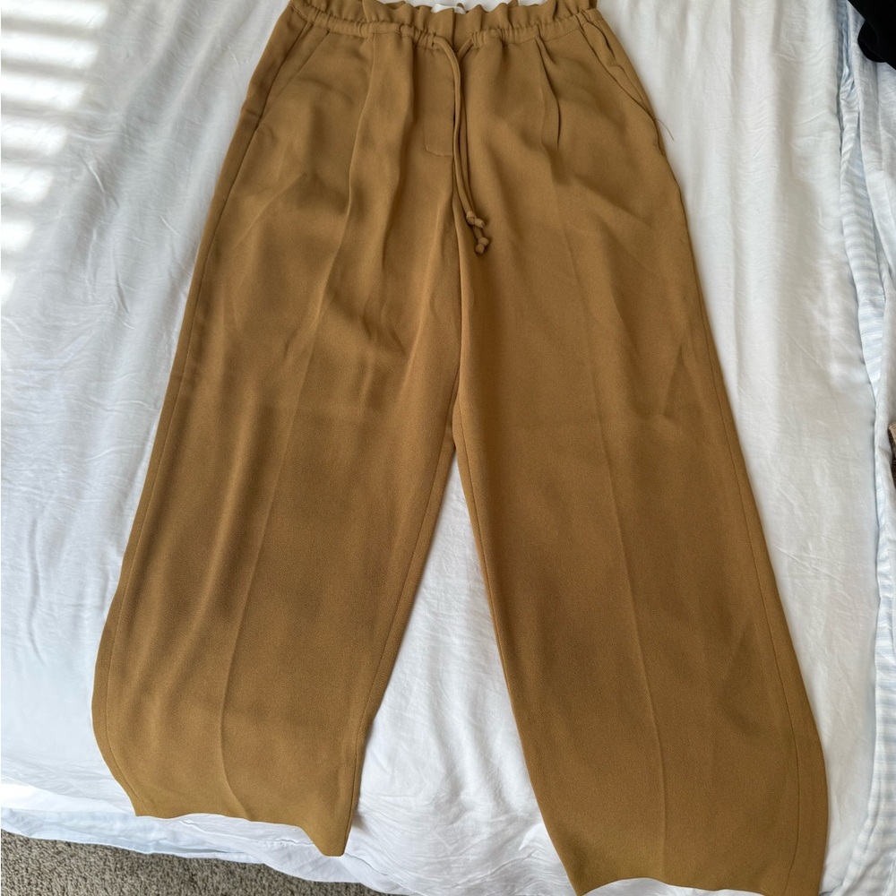 Aritzia Tan Wide-Leg Pants